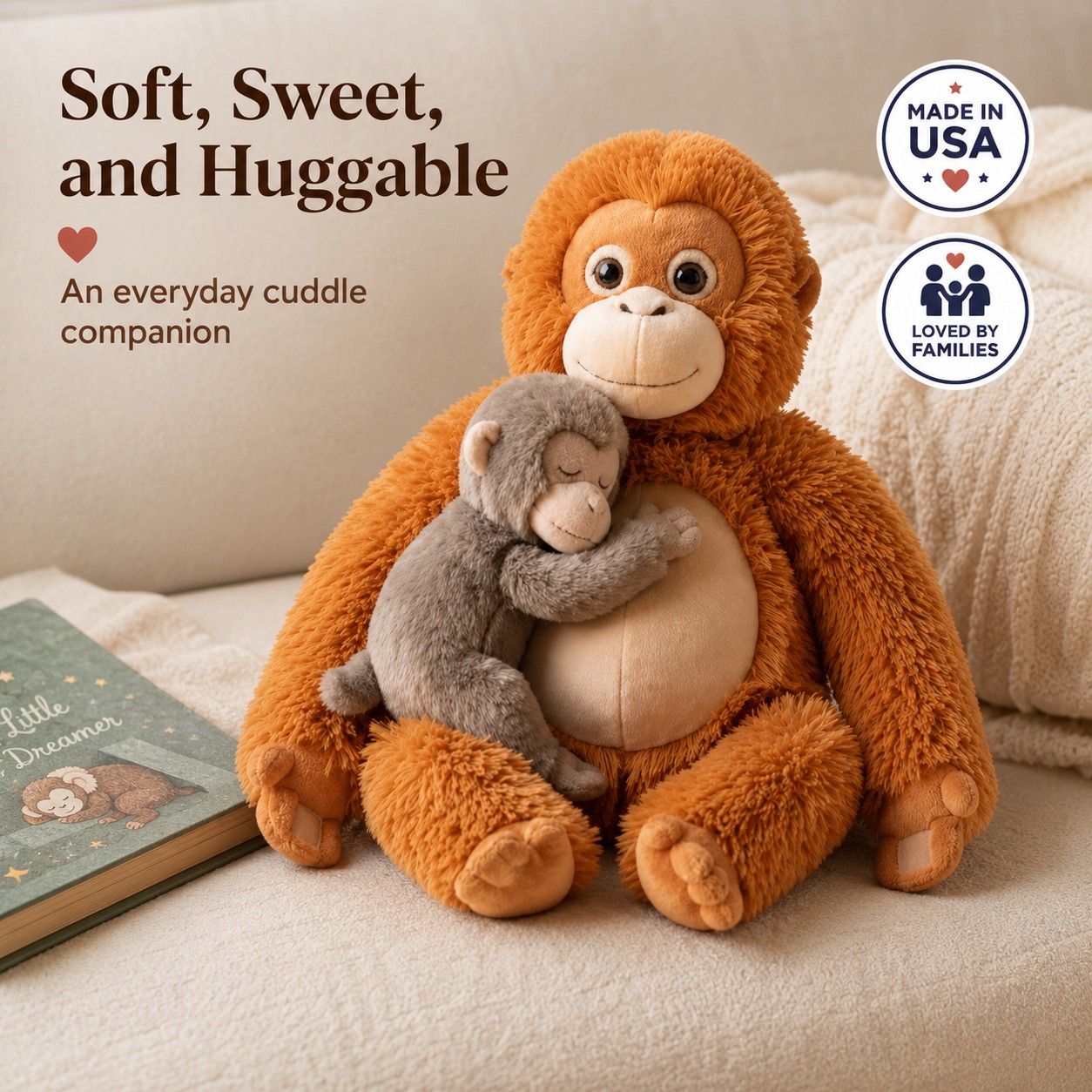 Punch Monkey & His Big Orange Friend Plush Set