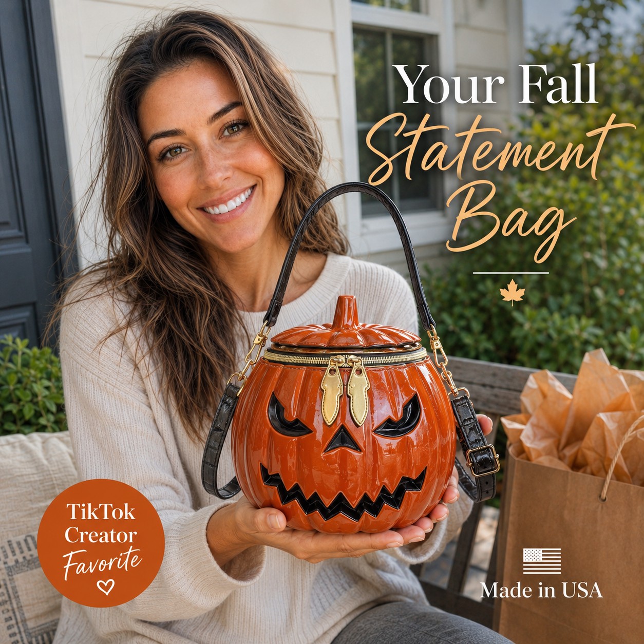 Premium Leather Pumpkin Bag
