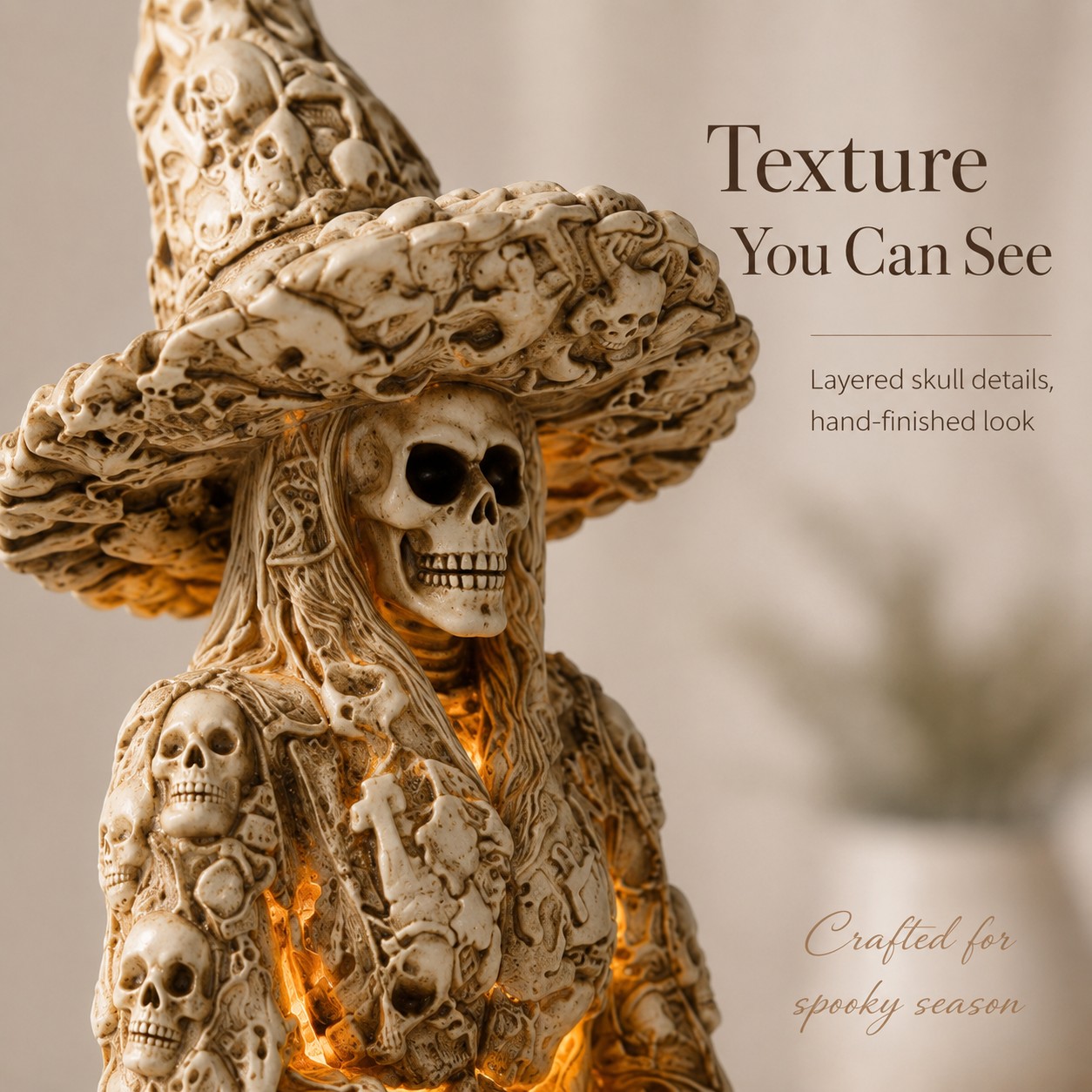 Skull Witch Lantern Statue