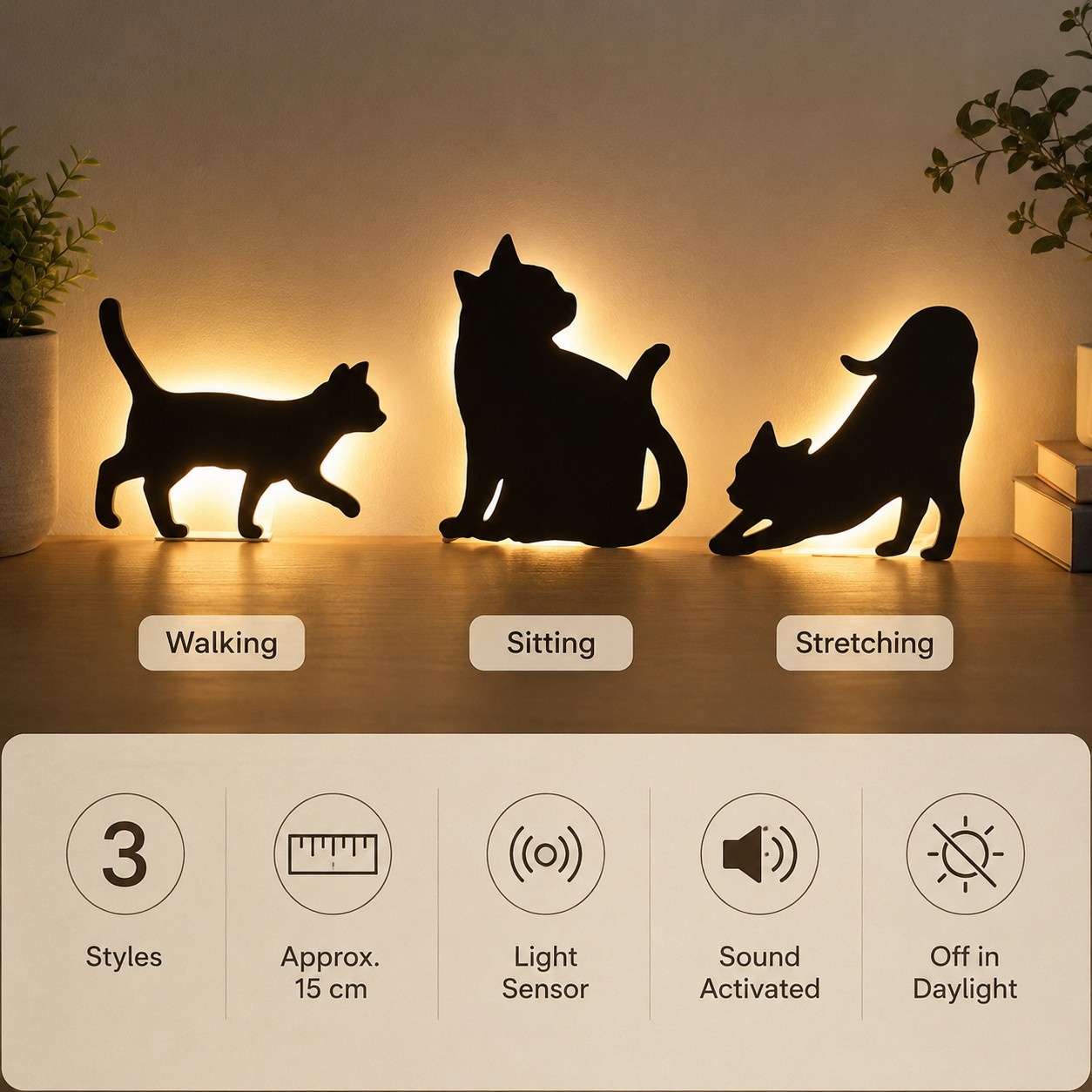 Cat Shadow Night Light Set