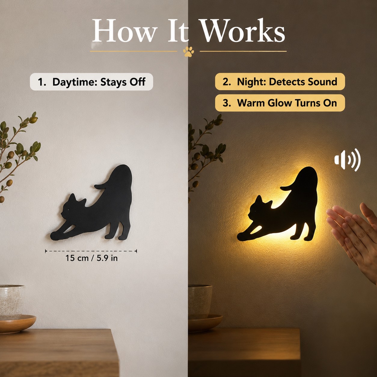 Cat Shadow Night Light Set