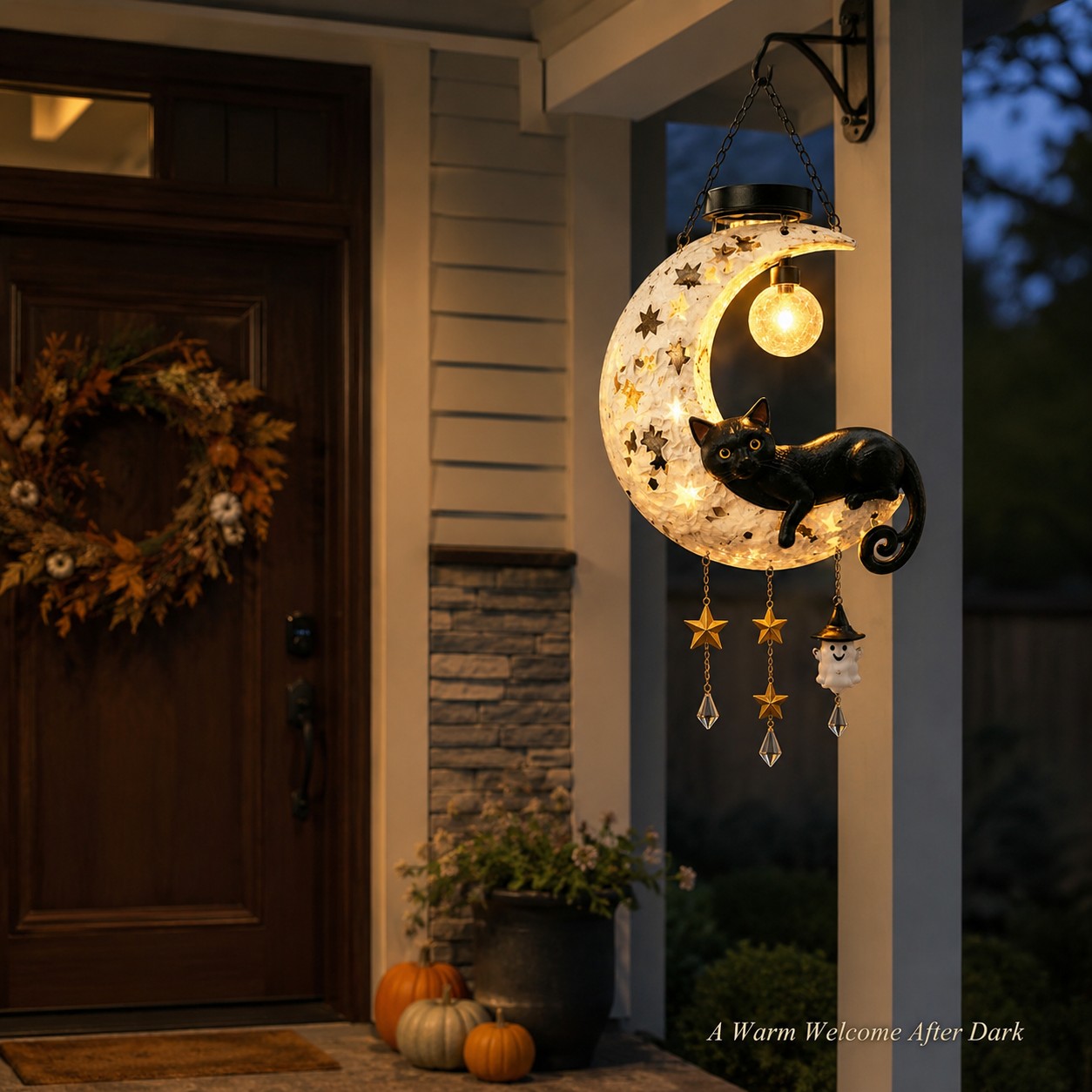 Moonwhisker™ Black Cat Crescent Hanging Light