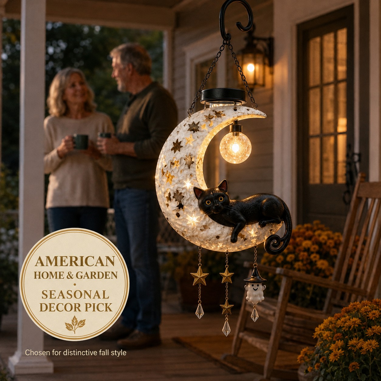 Moonwhisker™ Black Cat Crescent Hanging Light