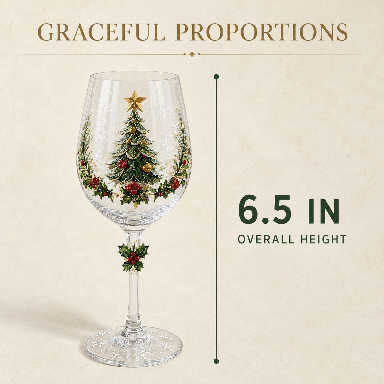 Christmas wine glass dimensions and details