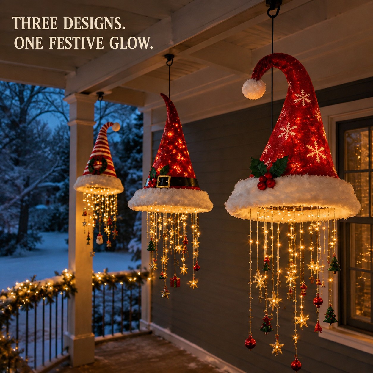 【🔥Free Shipping Only Today!】🎅 Lighted Santa Hat Hanging Chandelier 