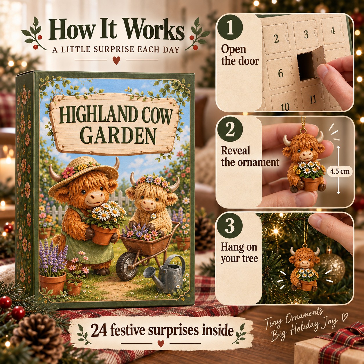 Highland Cow Garden 24-in-1 Advent Calendar