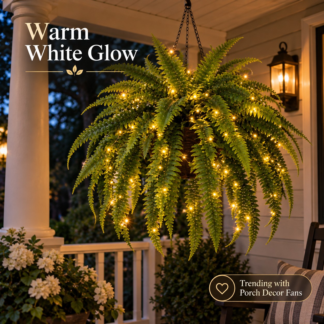 Oversized 88-Leaf Lighted Boston Fern