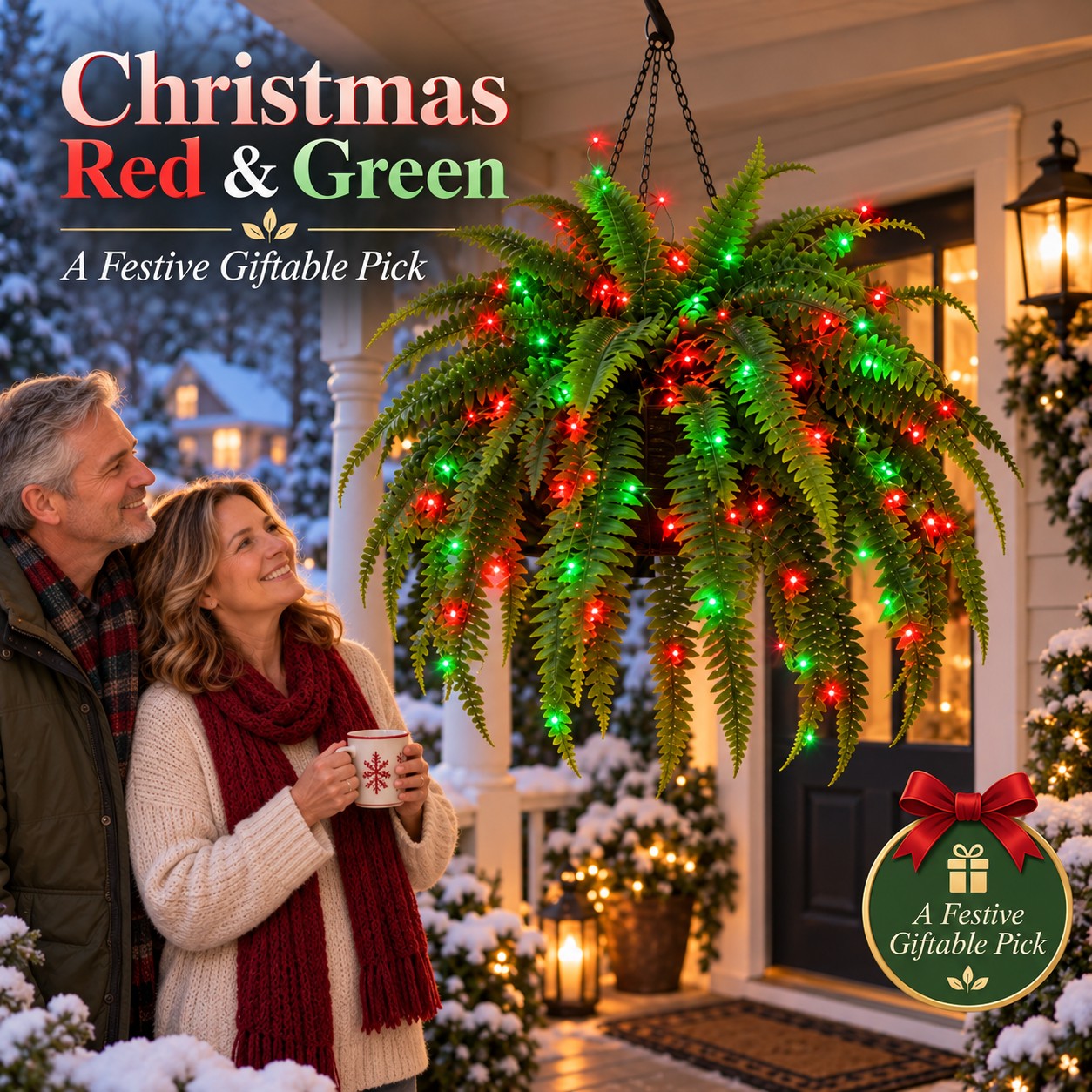Oversized 88-Leaf Lighted Boston Fern