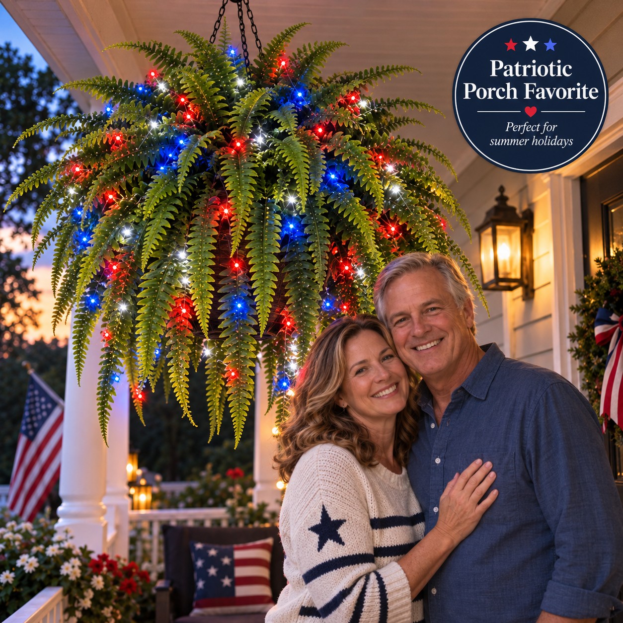 Oversized 88-Leaf Lighted Boston Fern