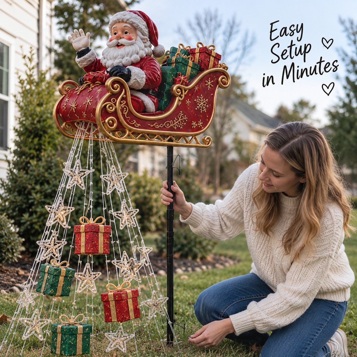 Santa’s Sleigh Cascade Yard Light
