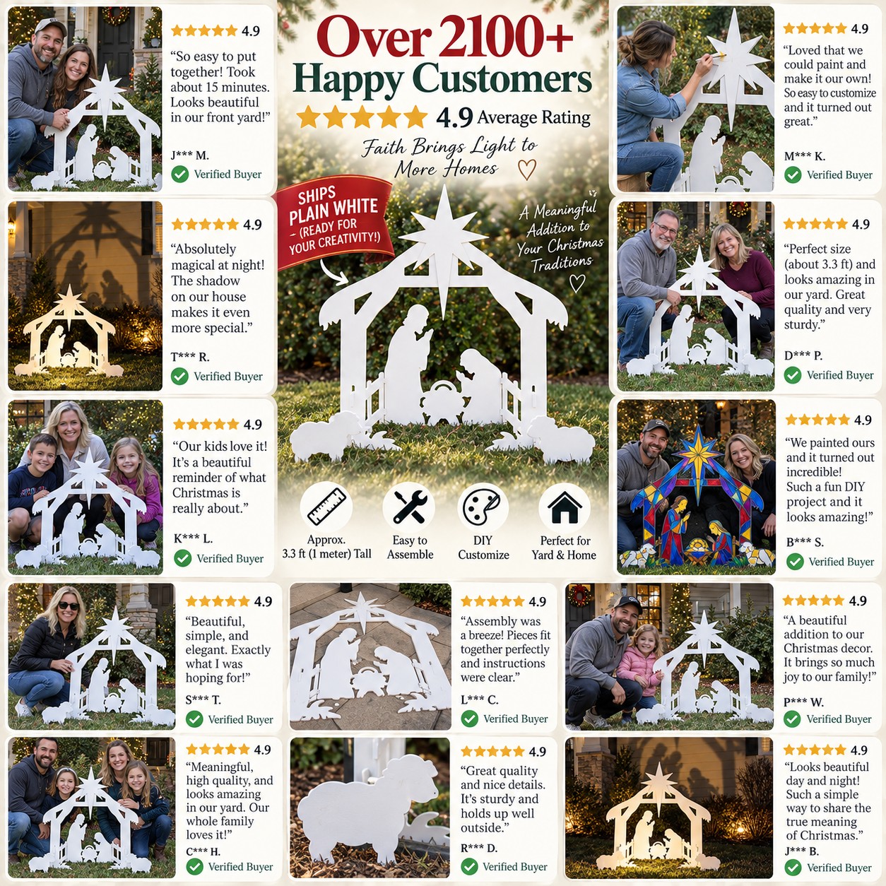 White Nativity Scene Yard Display