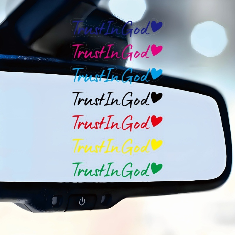 🙏Letter & Heart Pattern Car Rearview Mirror Sticker