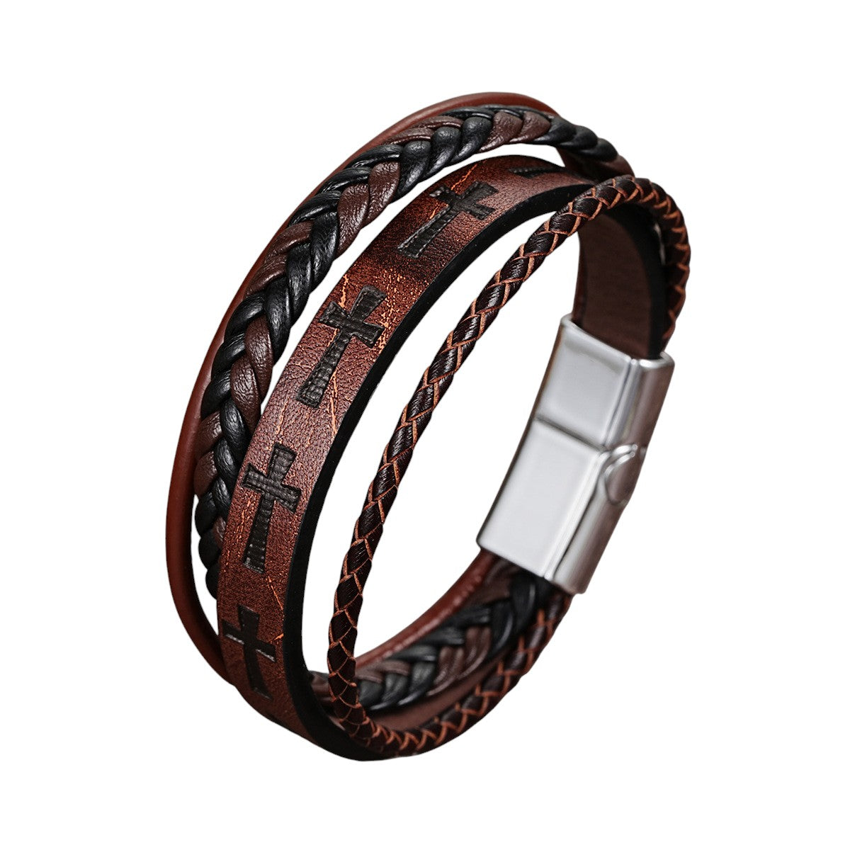 🏆Flash Sale - 🙏✝️Handmade Leather Cross Bracelet