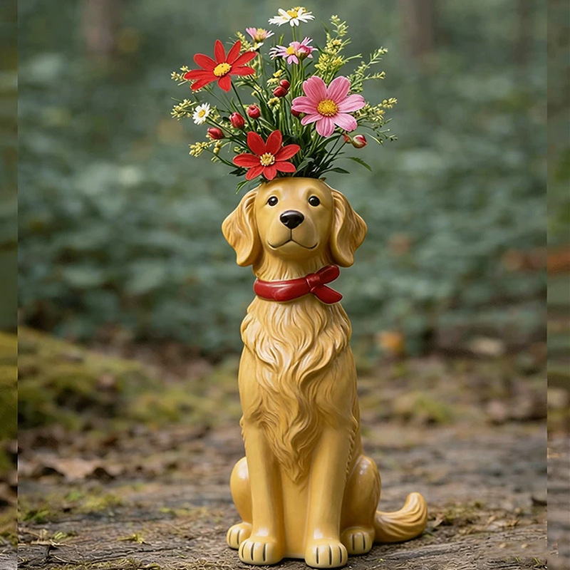 Dog Flower Vase Gift Set