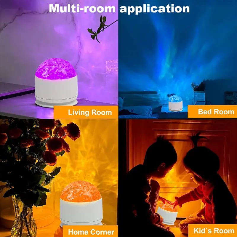Product Introduction of 2 Scene - Ocean Wave & 3D Water Ripple Projector Light – 16-Color Round Lamp with Control, Relaxation & Romantic Night Ambience. 8 Product Introduction of 2 Scene - Ocean Wave & 3D Water Ripple Projector Light – 16-Color Round Lamp with Control, Relaxation & Romantic Night Ambience. 8