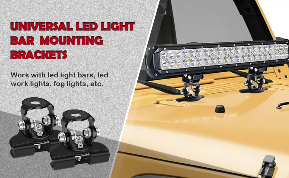 Universal led light bar mounting brackets