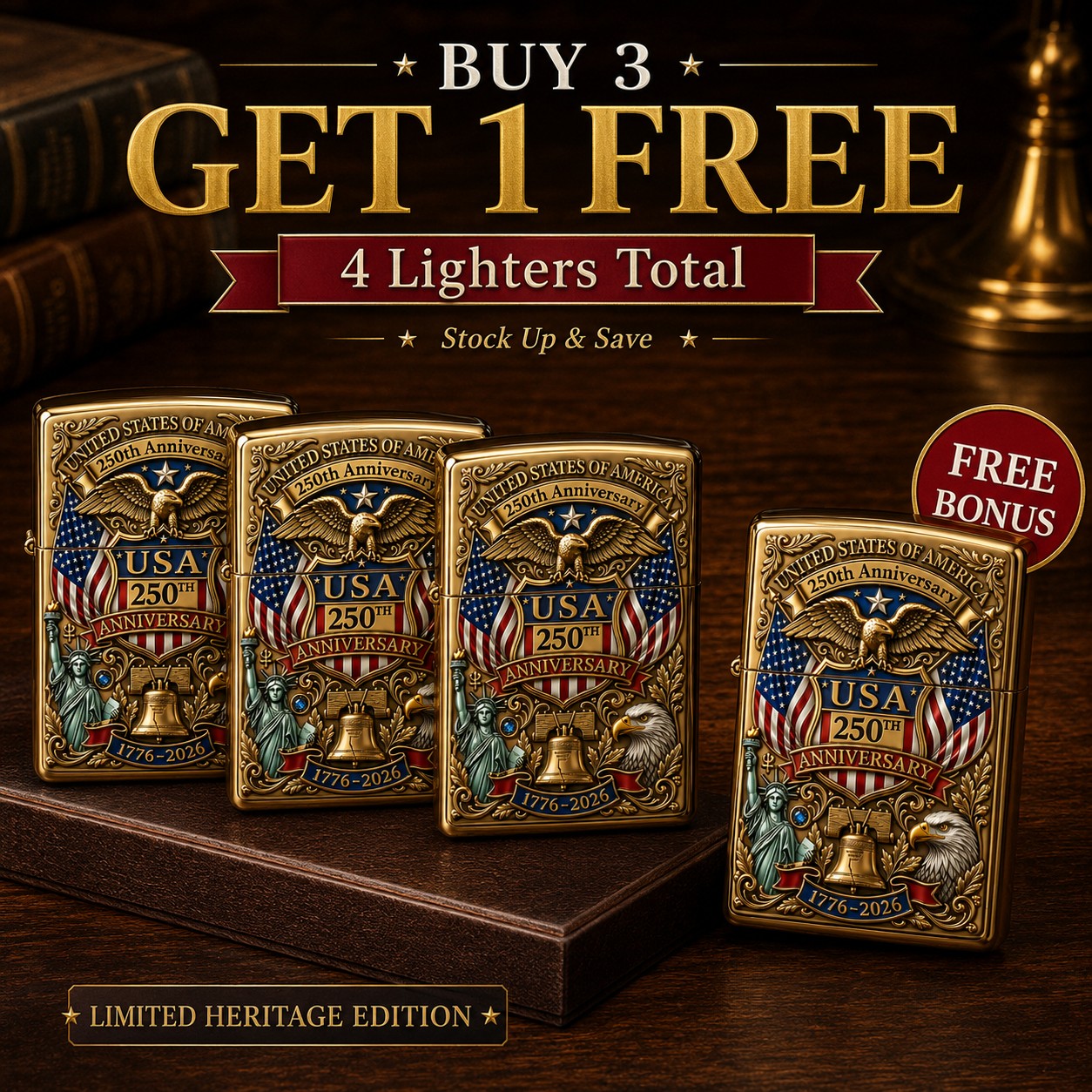 Limited Edition 1776–2026 Semiquincentennial Commemorative Lighter