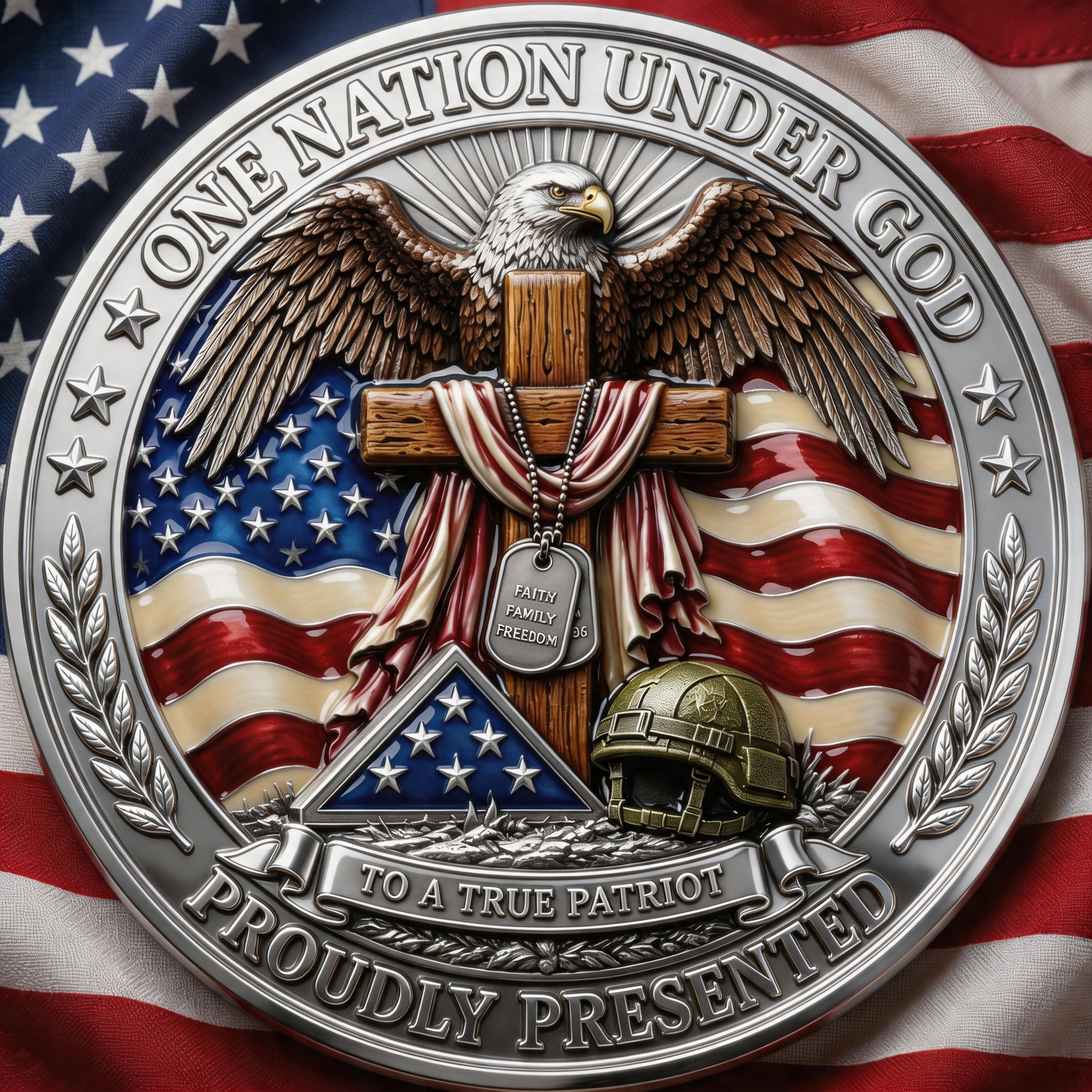 Stand for the Flag, Kneel for the Cross Coin