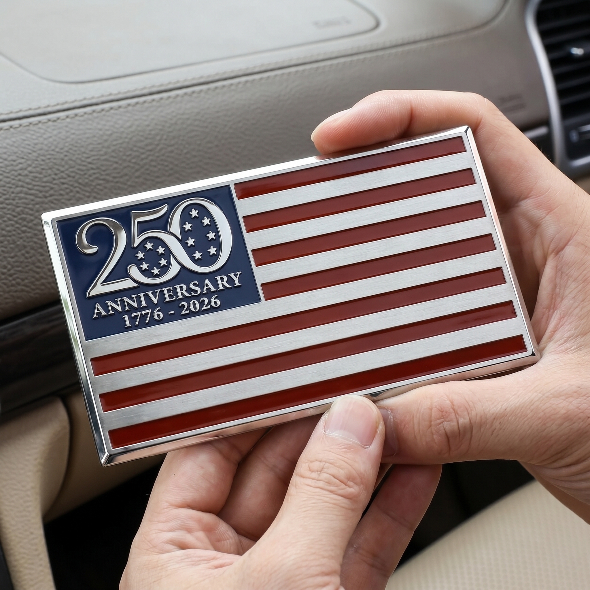 250th Anniversary Flag Metal Emblem