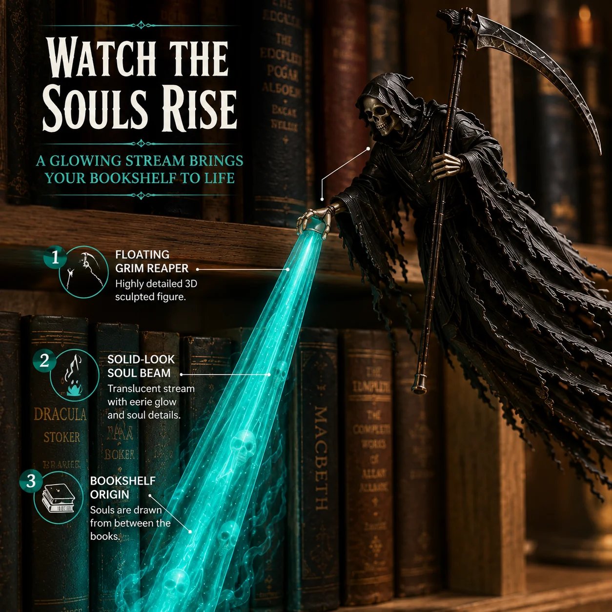💀 Soul Harvester Halloween Bookshelf Light