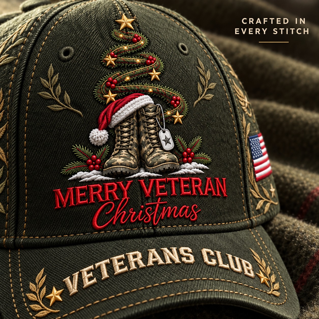 Merry Veteran Christmas Veterans Club Cap