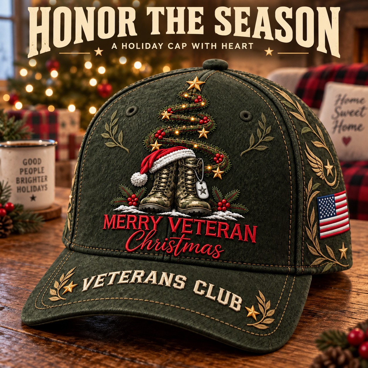 Merry Veteran Christmas Veterans Club Cap