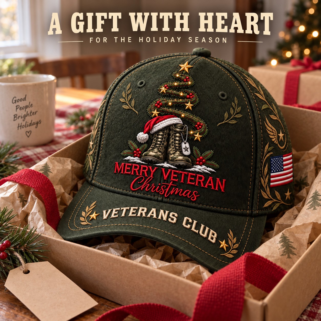 Merry Veteran Christmas Veterans Club Cap