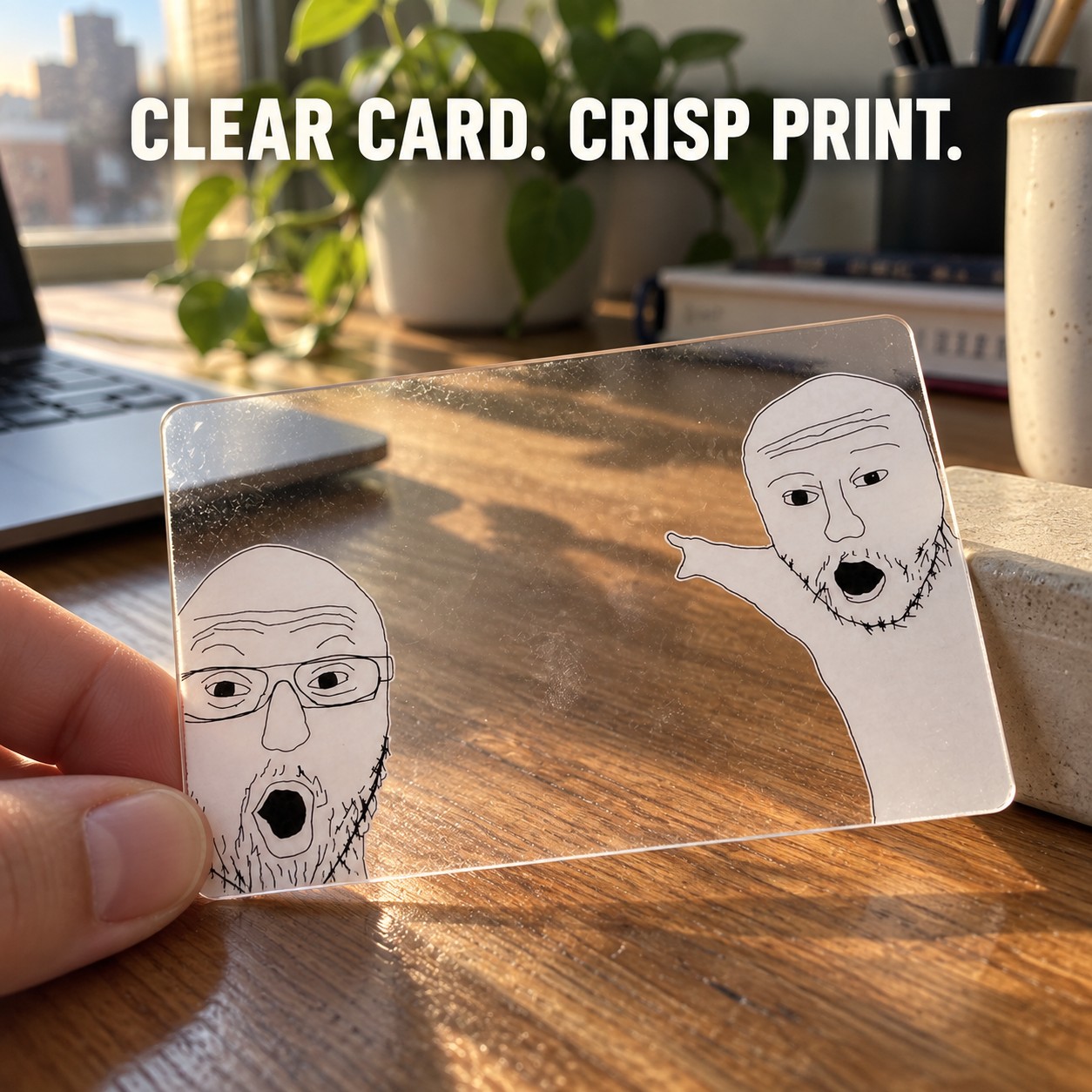 Pointing Meme Clear Photo Card