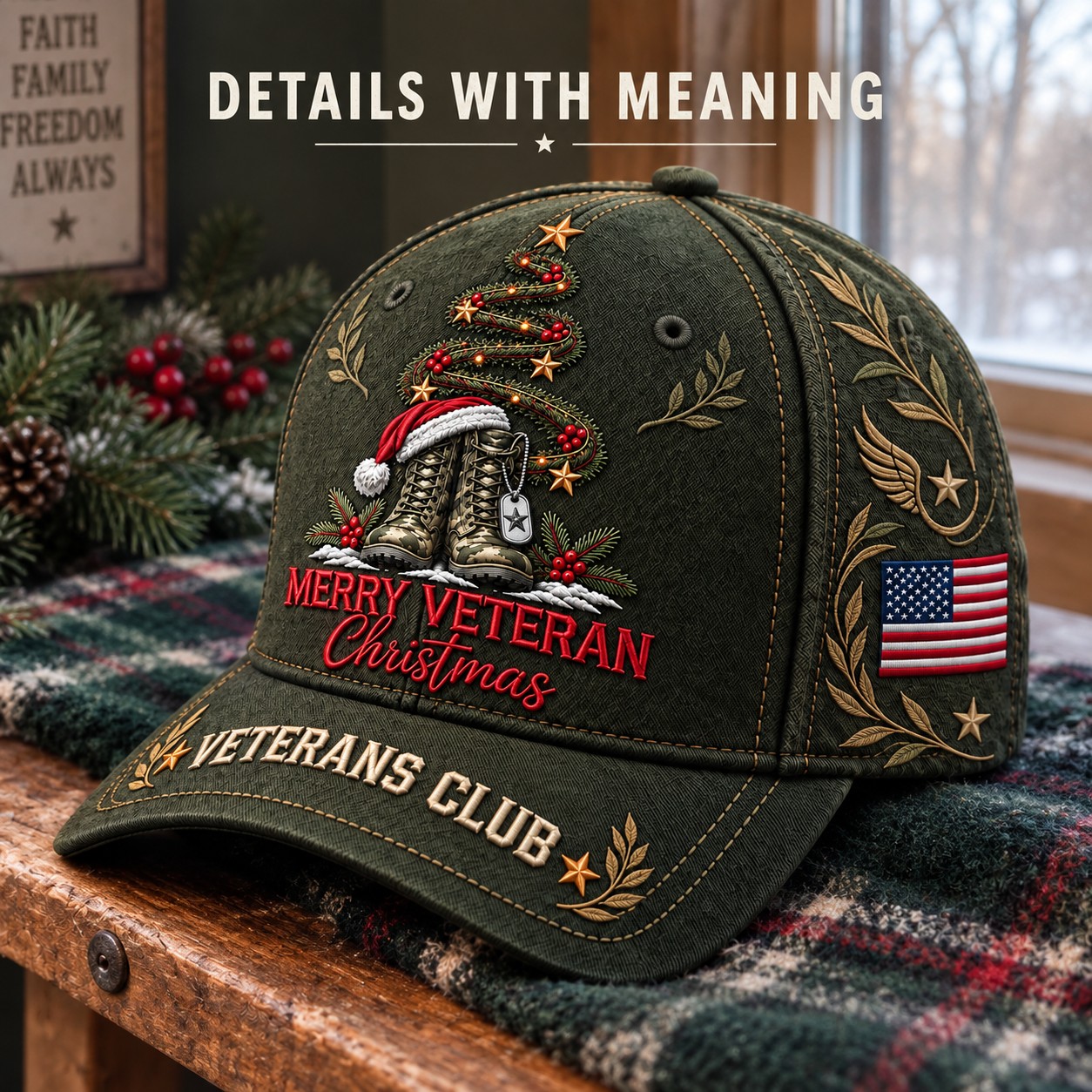 Merry Veteran Christmas Veterans Club Cap