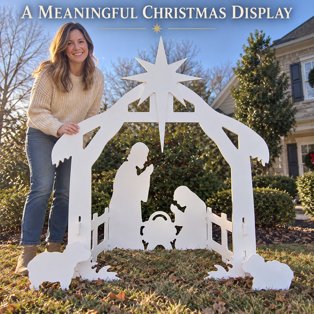 White Nativity Scene Yard Display