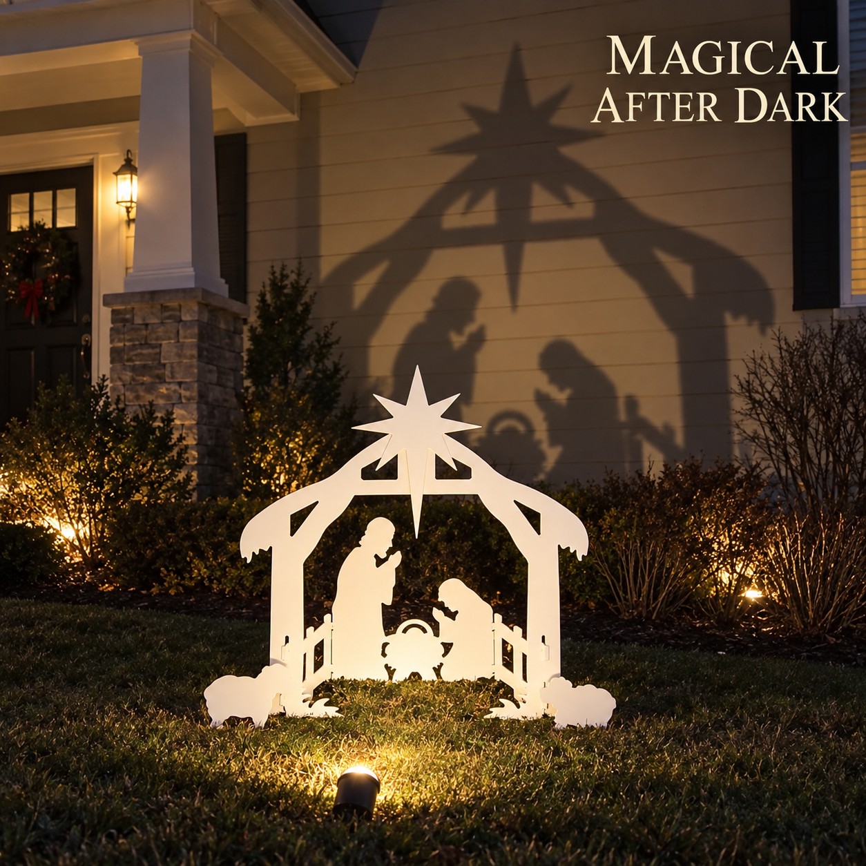 White Nativity Scene Yard Display