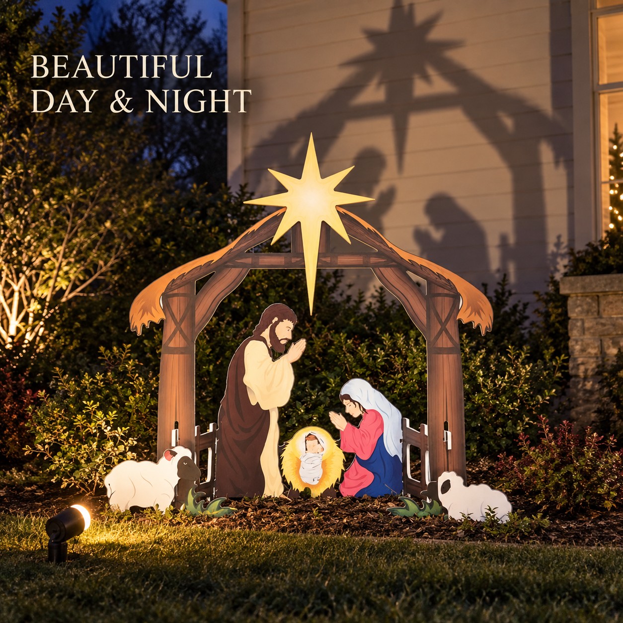 White Nativity Scene Yard Display