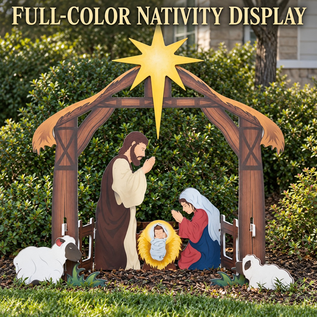 White Nativity Scene Yard Display
