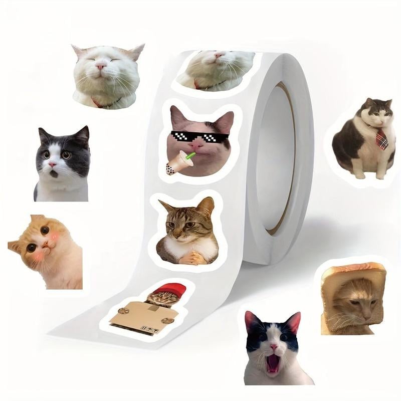 🐱❤️Cat Meme Stickers - 500pcs/roll Cat Meme Stickers