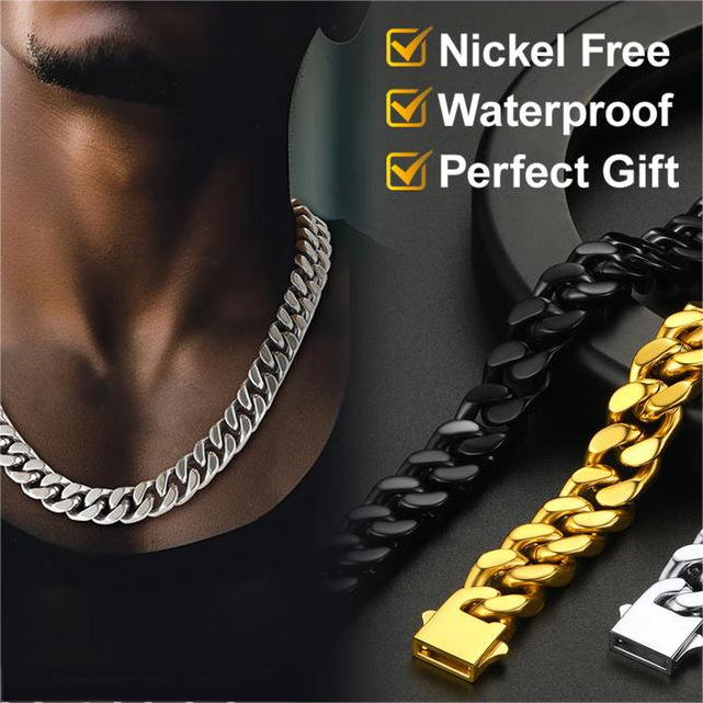 Titanium Steel Bracelet & Necklace for Tough Guy