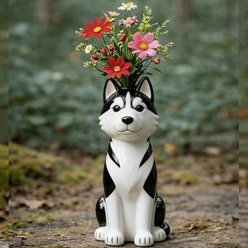 Dog Flower Vase Gift Set