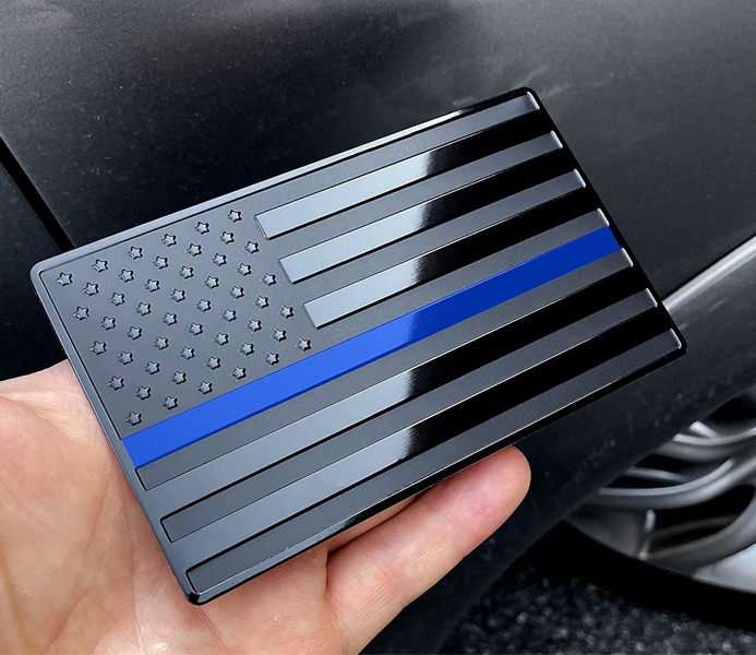 5"x3" USA Metal Flag Thin Blue Line 