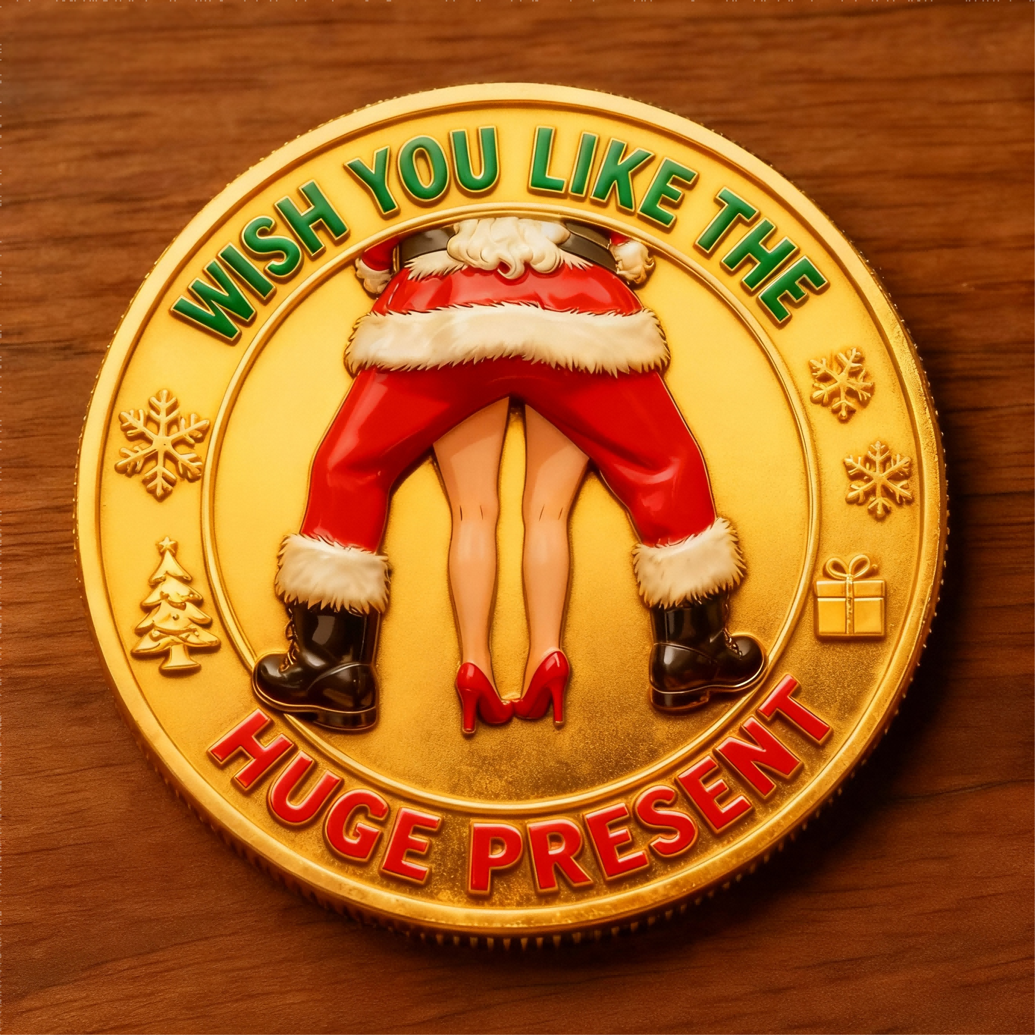🏅250 Years of America 60% OFF - 🎅 “Naughty Santa” Golden Metal Challenge Coin: A Raunchy Holiday Statement 🪙