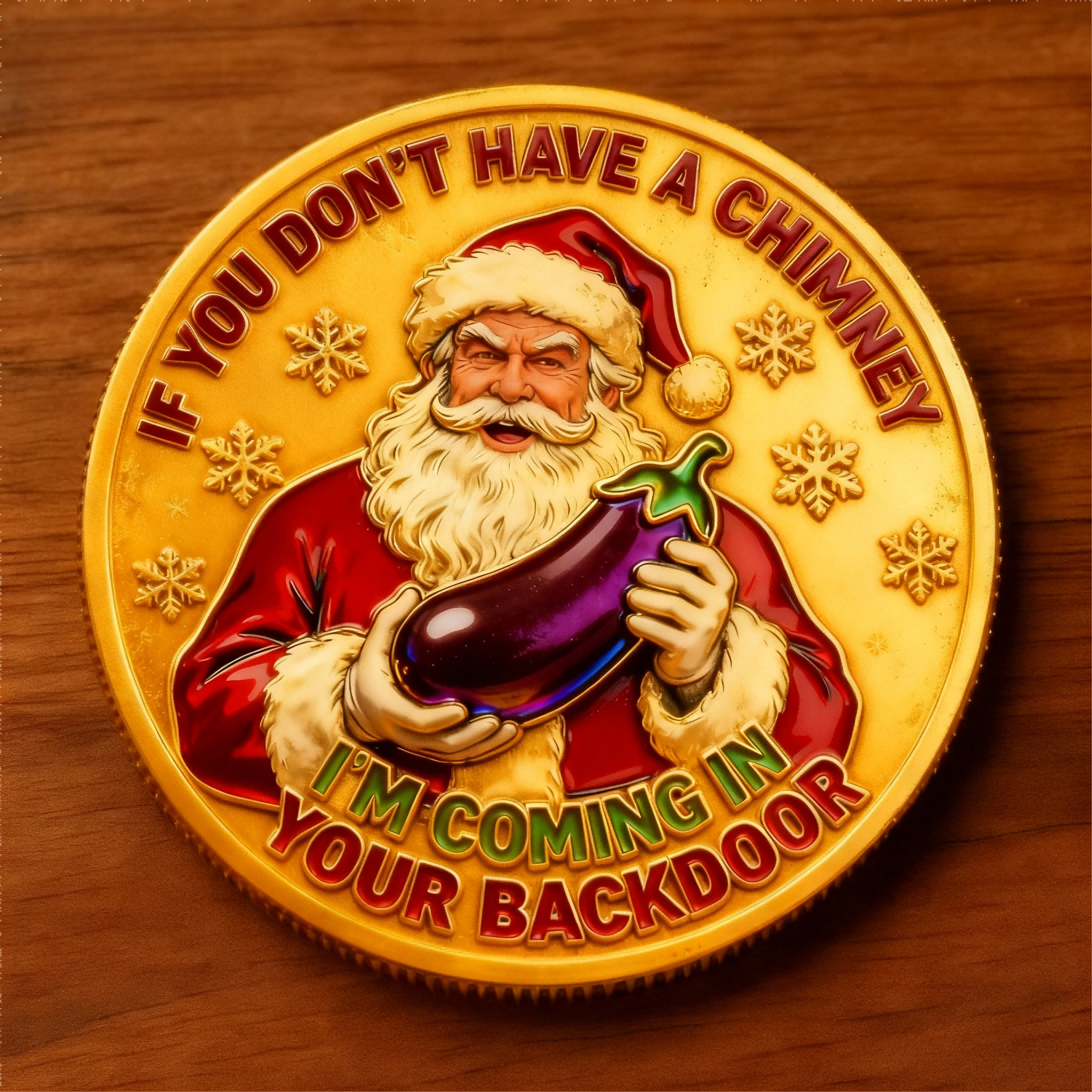 🏅250 Years of America 60% OFF - 🎅 “Naughty Santa” Golden Metal Challenge Coin: A Raunchy Holiday Statement 🪙