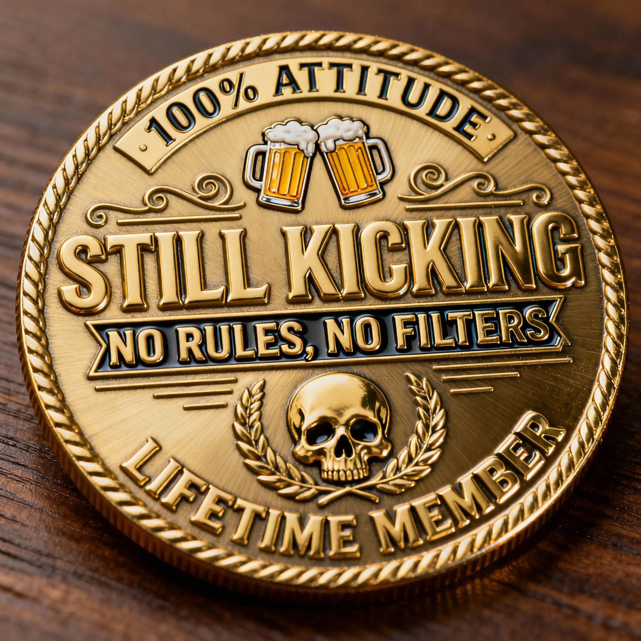 🏆Black Friday 60% OFF - 🥃🔥 “Old Fuckers Club / Still Kicking” Gold-Tone Commemorative Coin