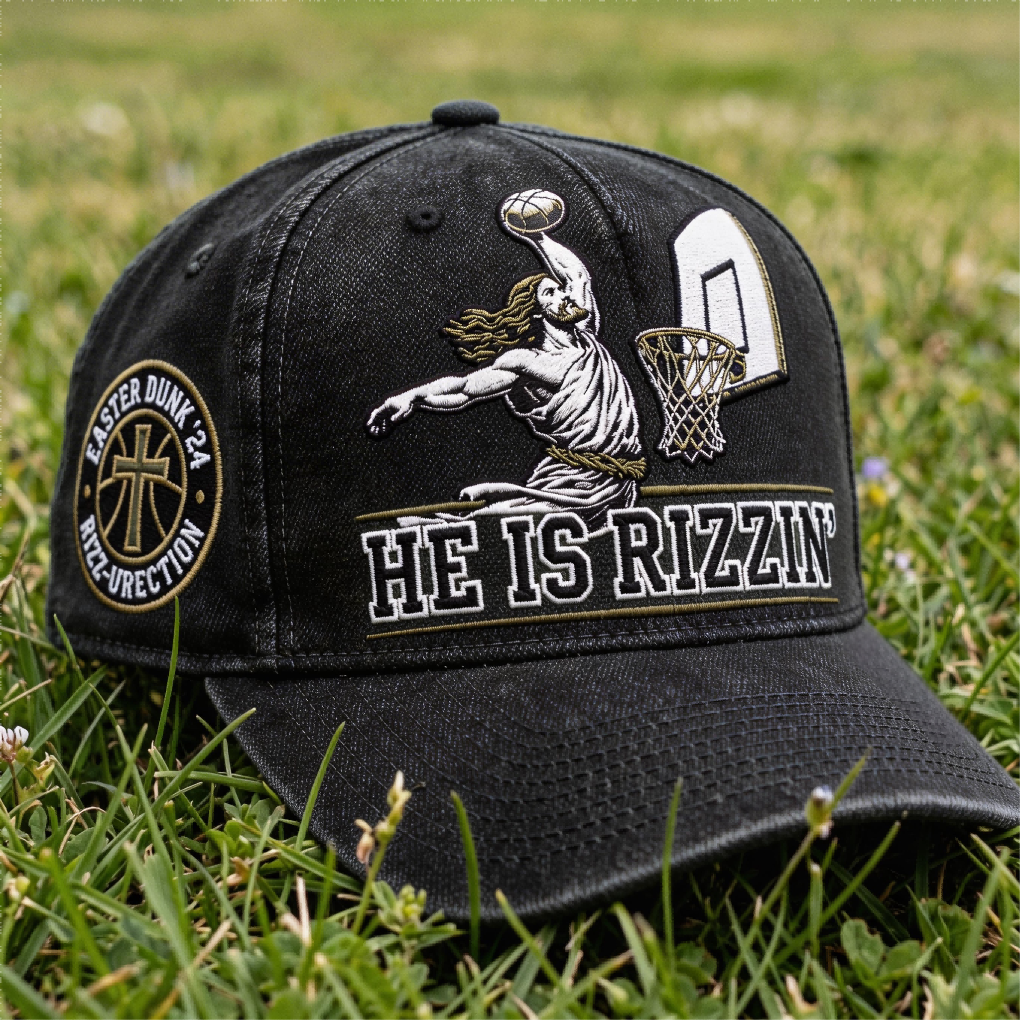🏆Flash Sale 60% OFF - He Is Rizzin’ Faith Basketball Cap 🧢✝️🏀