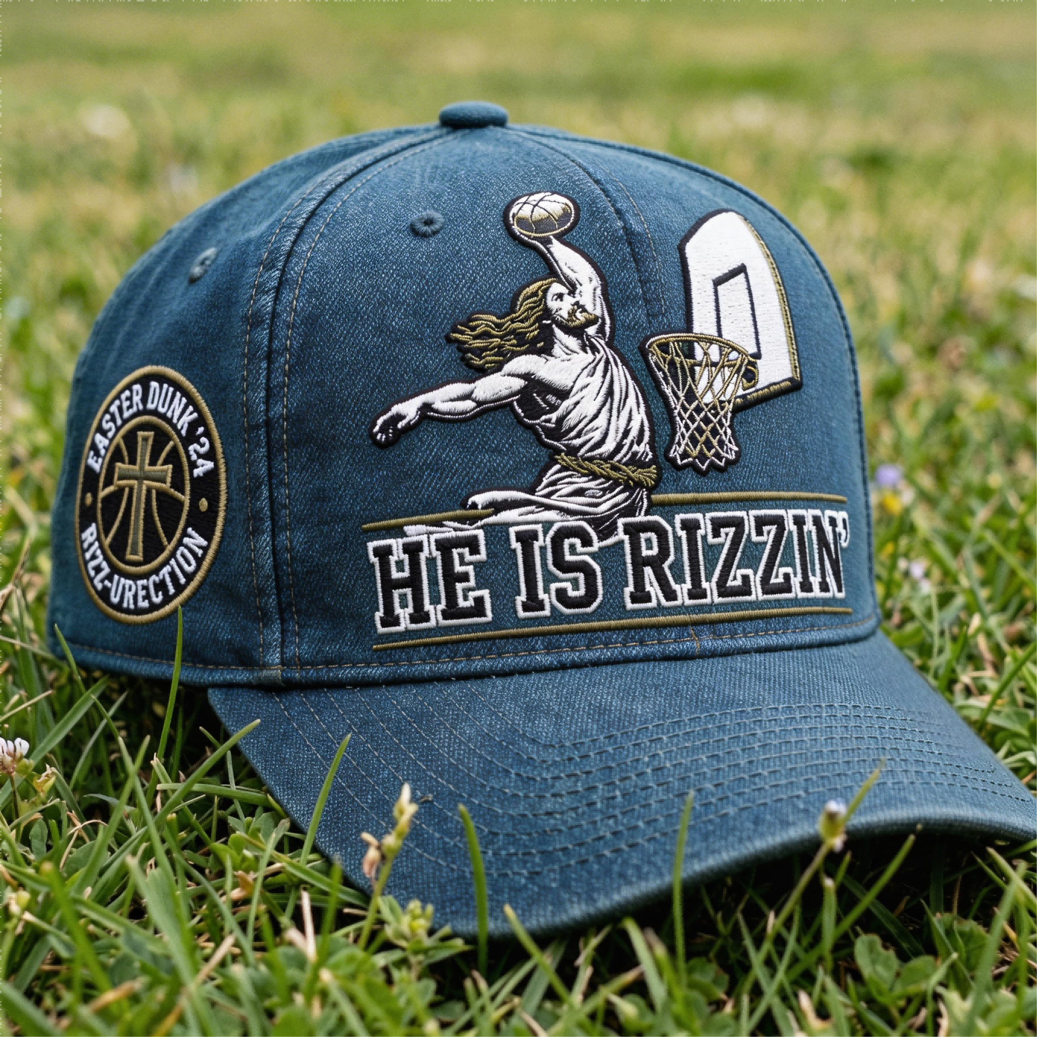 🏆Flash Sale 60% OFF - He Is Rizzin’ Faith Basketball Cap 🧢✝️🏀