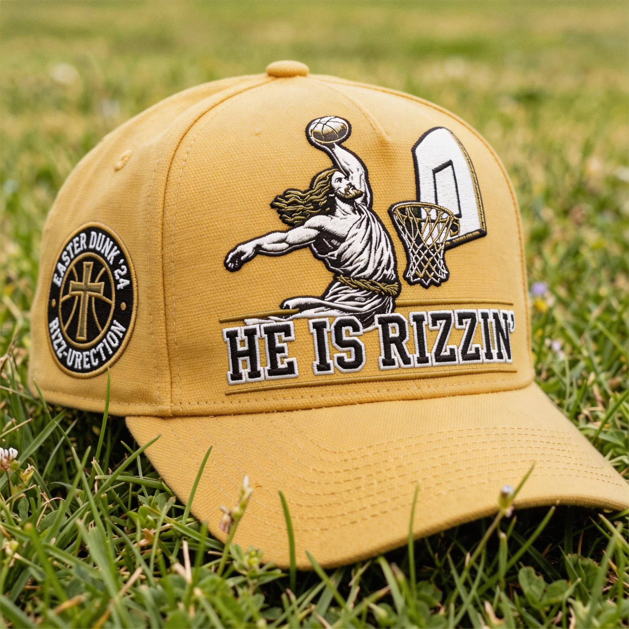 🏆Flash Sale 60% OFF - He Is Rizzin’ Faith Basketball Cap 🧢✝️🏀