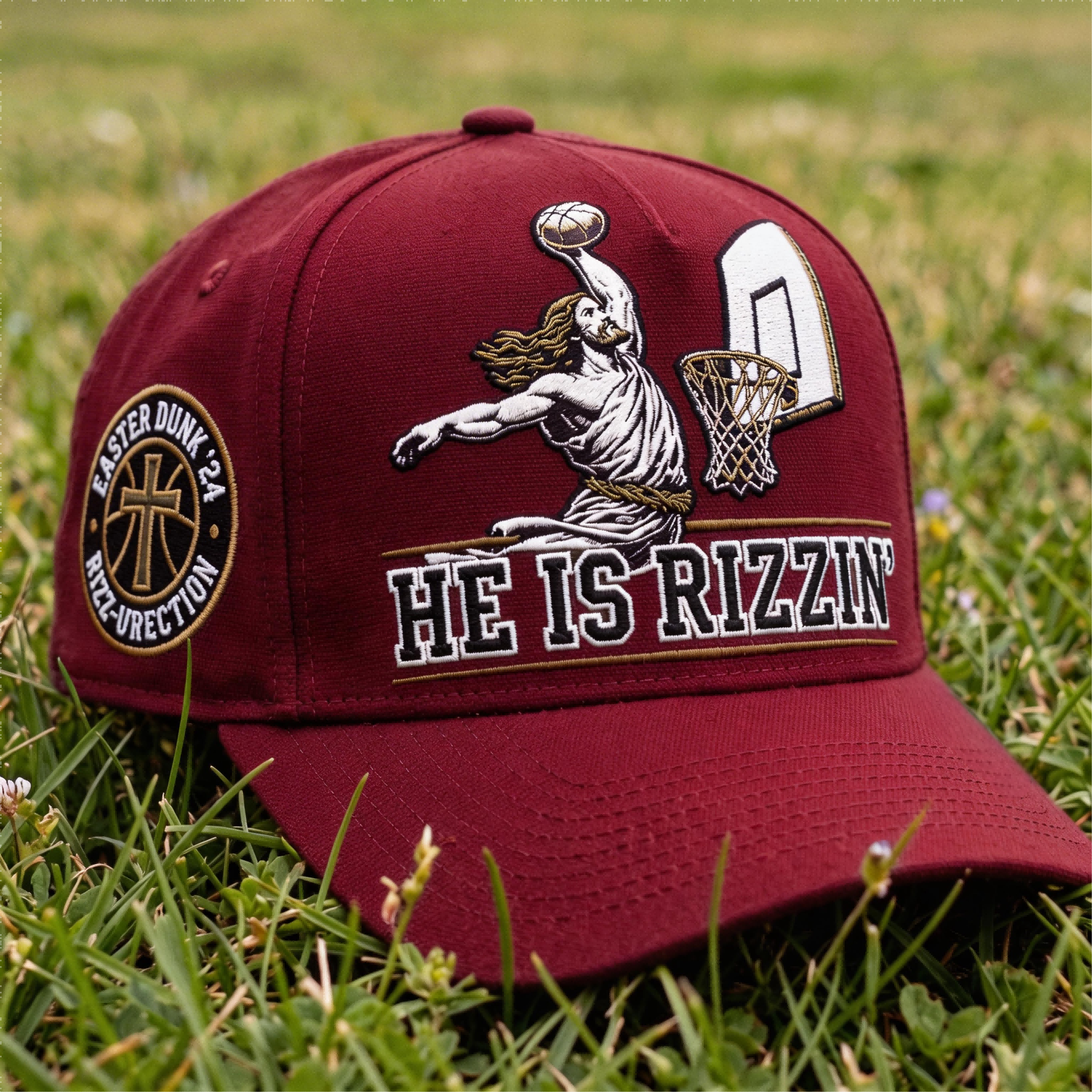 🏆Flash Sale 60% OFF - He Is Rizzin’ Faith Basketball Cap 🧢✝️🏀