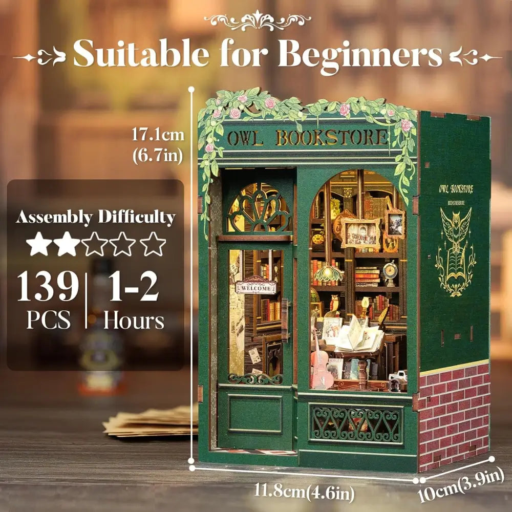 ★Mini Owl Bookstore - DIY Miniature Book Nook Kit Collection