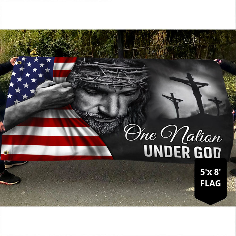 One Nation Under God Jesus Flag - Patriotic Grommet Flag Gift for Faithful Hearts & Home Decor