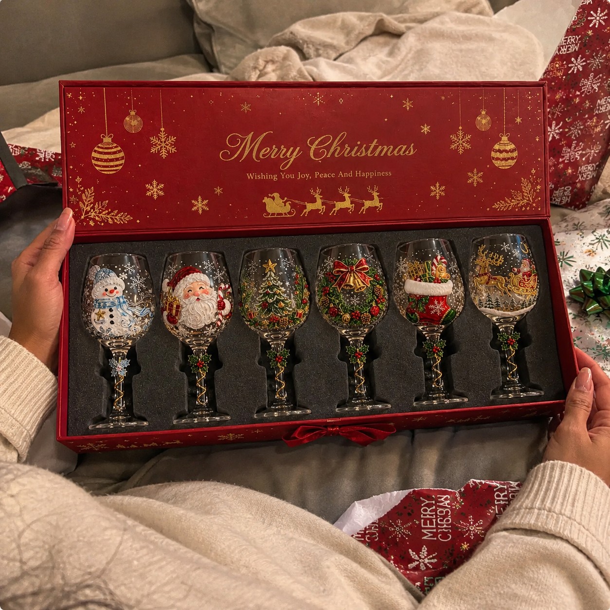 🔥🎁Christmas Wine Glass Collection Gift Box Set✨