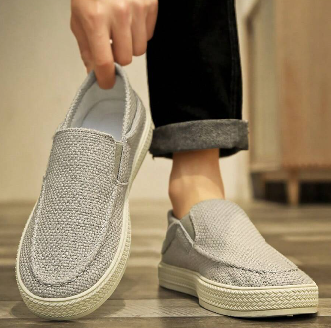 Men's Fashion Casual Sports Sneakers Canvas Slip-On Loafers with Arch Support - Eliminate the pain caused by flat feet and plantar fasciitis