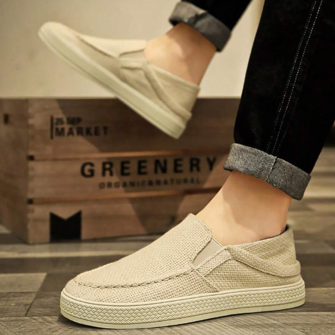 Men's Fashion Casual Sports Sneakers Canvas Slip-On Loafers with Arch Support - Eliminate the pain caused by flat feet and plantar fasciitis