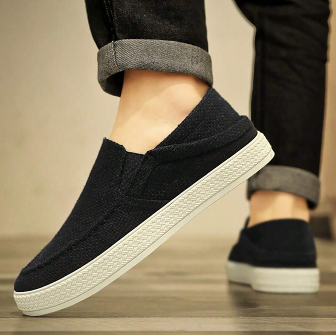 Men's Fashion Casual Sports Sneakers Canvas Slip-On Loafers with Arch Support - Eliminate the pain caused by flat feet and plantar fasciitis